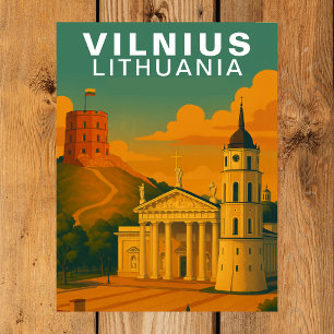 Vilnius, Litouwen Heuveltop Bakstenen Toren Reis Briefkaart