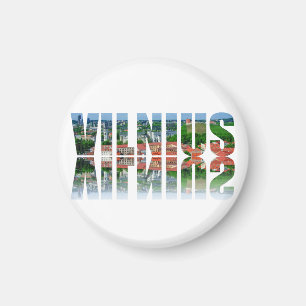 Vilnius-tekst met reflectie magneet