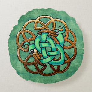 Vilt en veren rond kussen