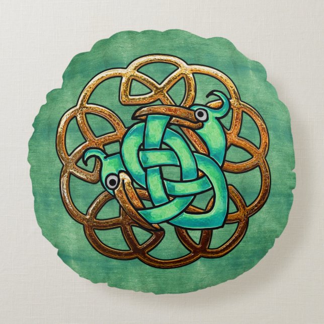 Vilt en veren rond kussen (Voorkant)