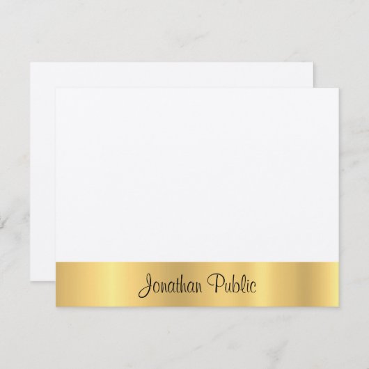 Vilt Wit Modern Chic Goud Hand Script Sjabloon (Voorkant / Achterkant)