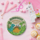Vilttextuur Jurassic Playground Dinosaurus Verjaar Papieren Bordje (Feest)