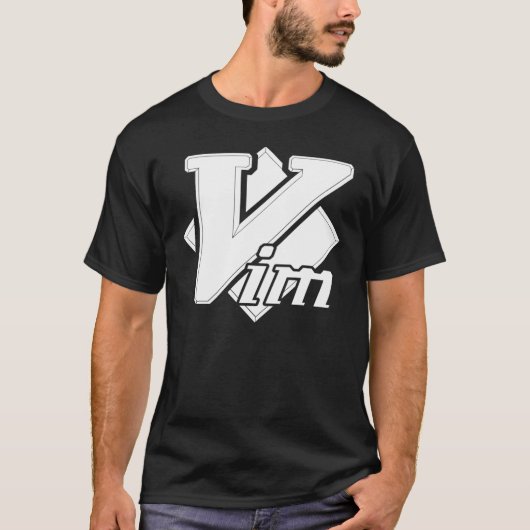 Vim Vi IMproof White Logo Script Text T-Shirt Cla (Voorkant)