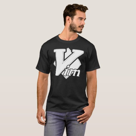 Vim Vi IMproof White Logo Script Text T-Shirt Cla (Voorkant volledig)