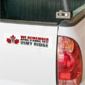 Vimy Ridge We herinneren ons Bumpersticker (Op Truck)
