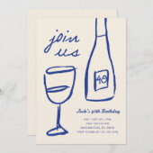 Vin à main fantaisie Invitation Anniversaire (Devant / Derrière)