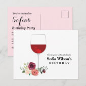 vin, anniversaire adulte, mariage, invitation à la (Devant / Derrière)