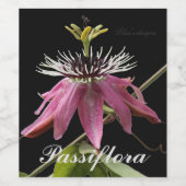 Vin autocollant bouteille, passiflora (Étiquettes simples)