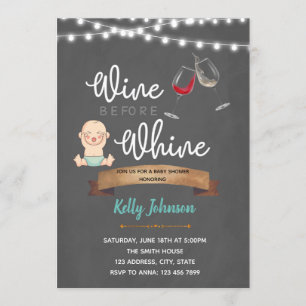 Vin avant invitation de baby shower de gémissement