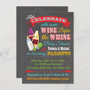 Vin avant les Invitations du Baby shower blanc