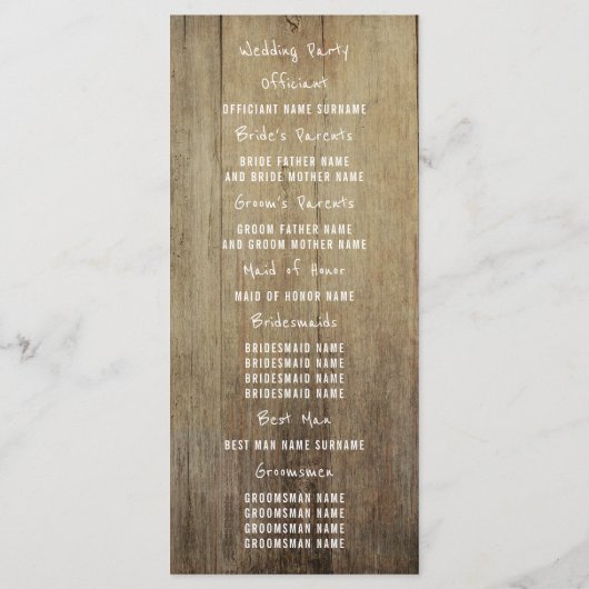 Vin Baril Rustique Floral Programmes de mariage (Dos)