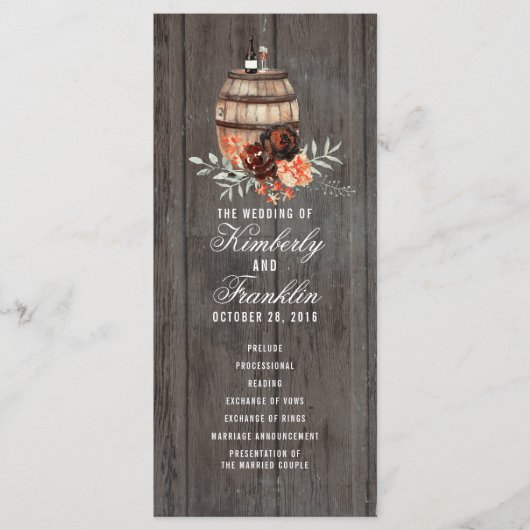 Vin Baril Rustique Floral Programmes de mariage (Devant)