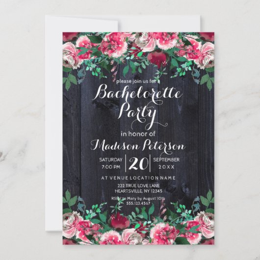 Vin Blush & Navy Bachelorette Party Invitation (Devant)