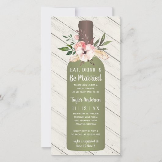 Vin Bouteille de douche nuptiale Invitation (Devant)