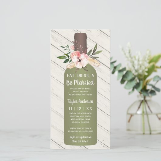 Vin Bouteille de douche nuptiale Invitation (Debout devant)