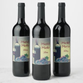 Vin Bouteille et raisins Design Étiquette à vin (Bouteilles)