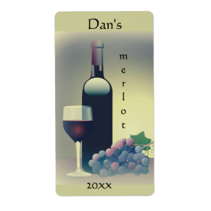 Vin Bouteille Verre Raisins Étiquette