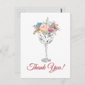 vin, carte de remerciements fleurie (Devant / Derrière)