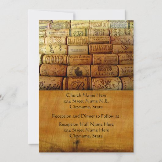 Vin Cork Faire-part de mariage (Dos)