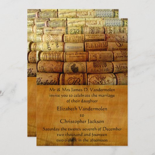 Vin Cork Faire-part de mariage (Devant / Derrière)