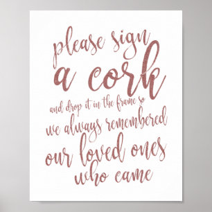 Vin Cork Mariage Livre d'or Rose or 8x10 signe