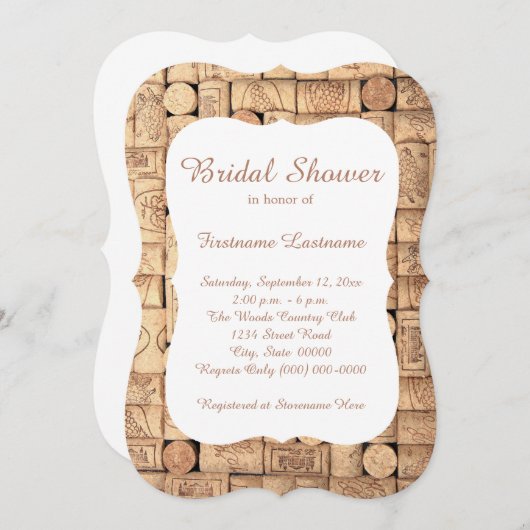 Vin Corks Bridal Douche Invitations (Devant / Derrière)