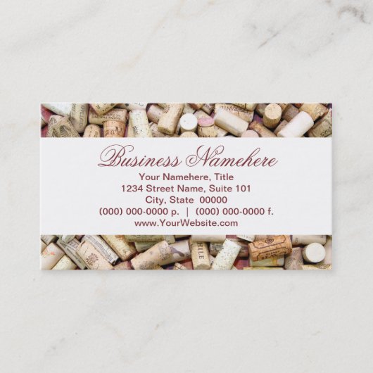 Vin Corks Carte de visite (Devant)