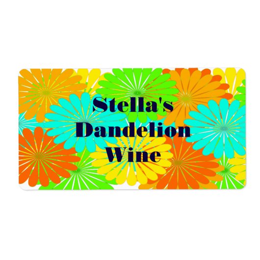 Vin Dandelion fait maison sur mesure Étiquettes ca (Devant)
