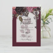Vin de Bourgogne Floral Mariage Automne INVITATION (Debout devant)