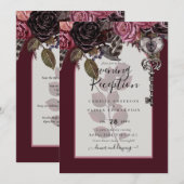 Vin de Bourgogne Floral Mariage Automne INVITATION (Devant / Derrière)