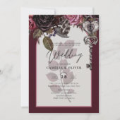 Vin de Bourgogne Floral Mariage Automne INVITATION (Devant)