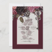 Vin de Bourgogne Floral Mariage Automne INVITATION (Devant)