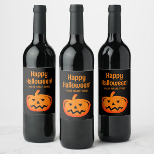 Vin de fête d'Halloween noir et orange étiquettes