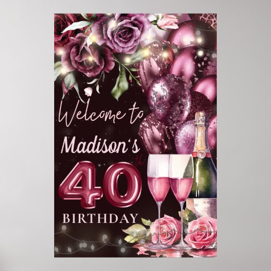 Vin de luxe Magenta 40e anniversaire Affiche de bi (Devant)