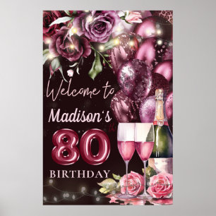 Vin de luxe Magenta 80e anniversaire Affiche de bi