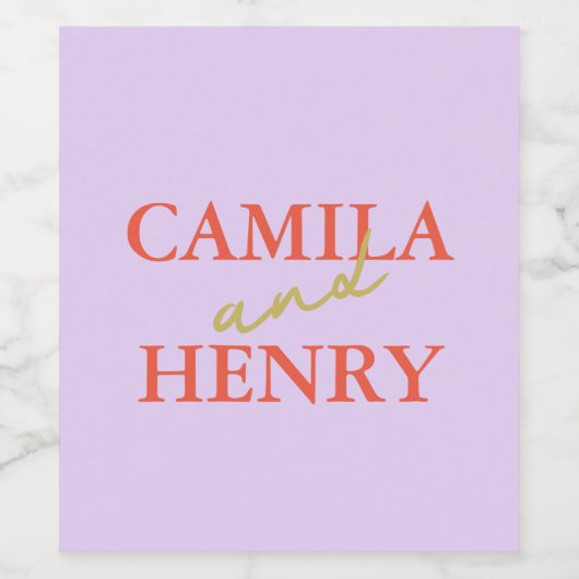 Vin de mariage personnalisé et Étiquette de boutei (Étiquettes simples)