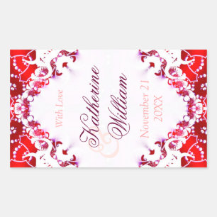 Vin de mariage Rouge+Blanc Autocollants 4.5 x 2.7i
