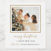 Vin de Noël moderne bouteille Étiquette photo cade (Étiquettes simples)