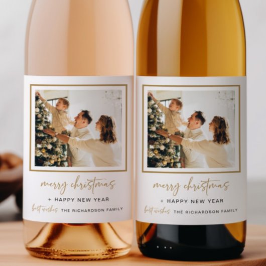 Vin de Noël moderne bouteille Étiquette photo cade
