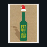 Vin Dégustation Fête Invitation - Salutations!<br><div class="desc">Invitation vos invités amateurs de vin à votre fête de vacances et à la dégustation de vin de Noël avec cette invitation branchée d'un chapeau de Père Noël portant bouteille de vin. Customisez toute la copie correspondant à votre événement.</div>