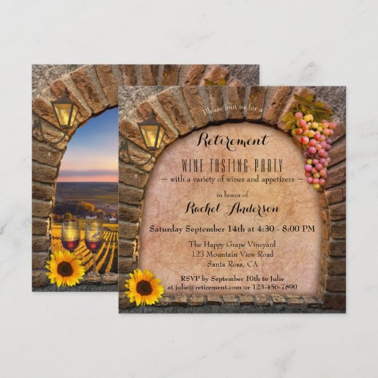 Vin Dégustation Retraite Invitation (Devant / Derrière)