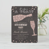 Vin Diamant Or rose Verre Anniversaire Invitation (Debout devant)