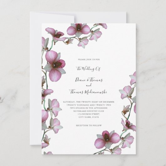 Vin d'orchidée rose Faire-part de mariage (Devant)