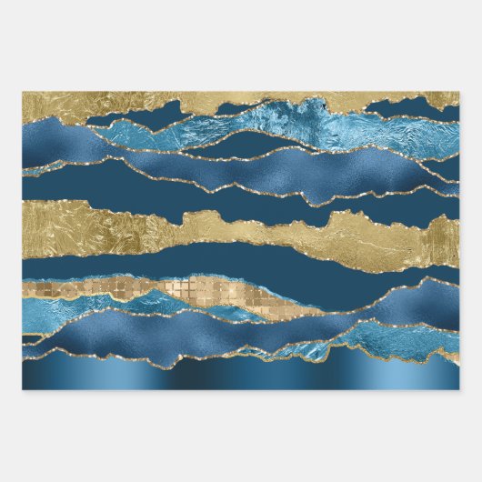 Vin doré bleu parties scintillant feuille métalliq (Devant 2)