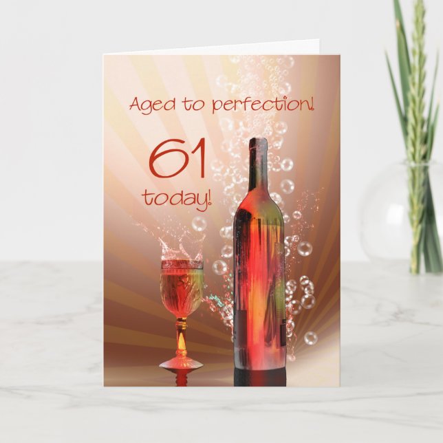 Vin éclaboussant 61e anniversaire carte (Devant)