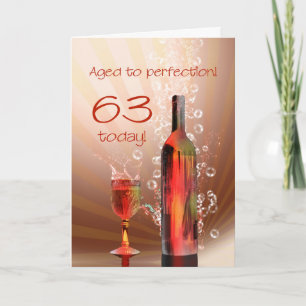 Vin éclaboussant 63ème anniversaire carte