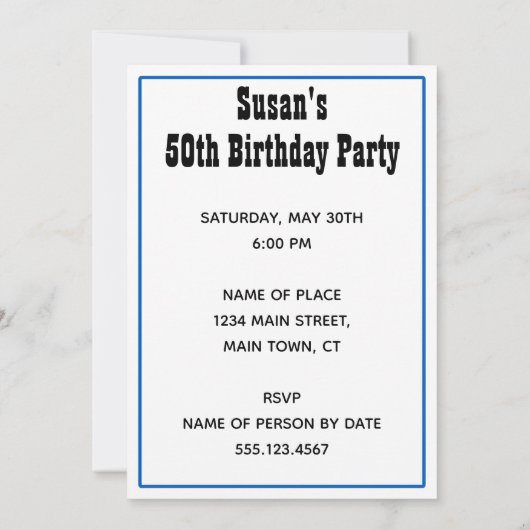 Vin Environ 50e anniversaire Funny Invitation (Dos)