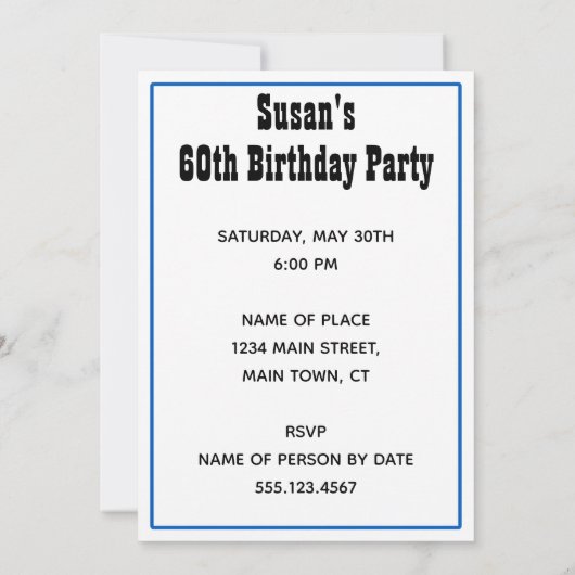 Vin Environ 60e anniversaire Funny Invitation (Dos)