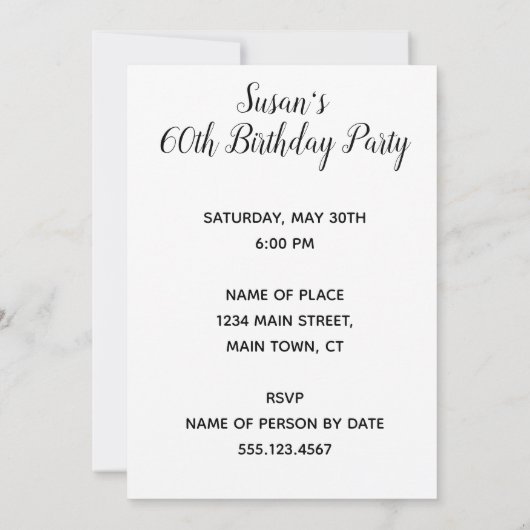 Vin Environ 60e anniversaire Funny Invitation (Dos)