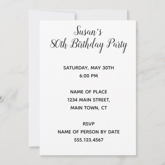 Vin Environ 80e anniversaire Funny Invitation (Dos)